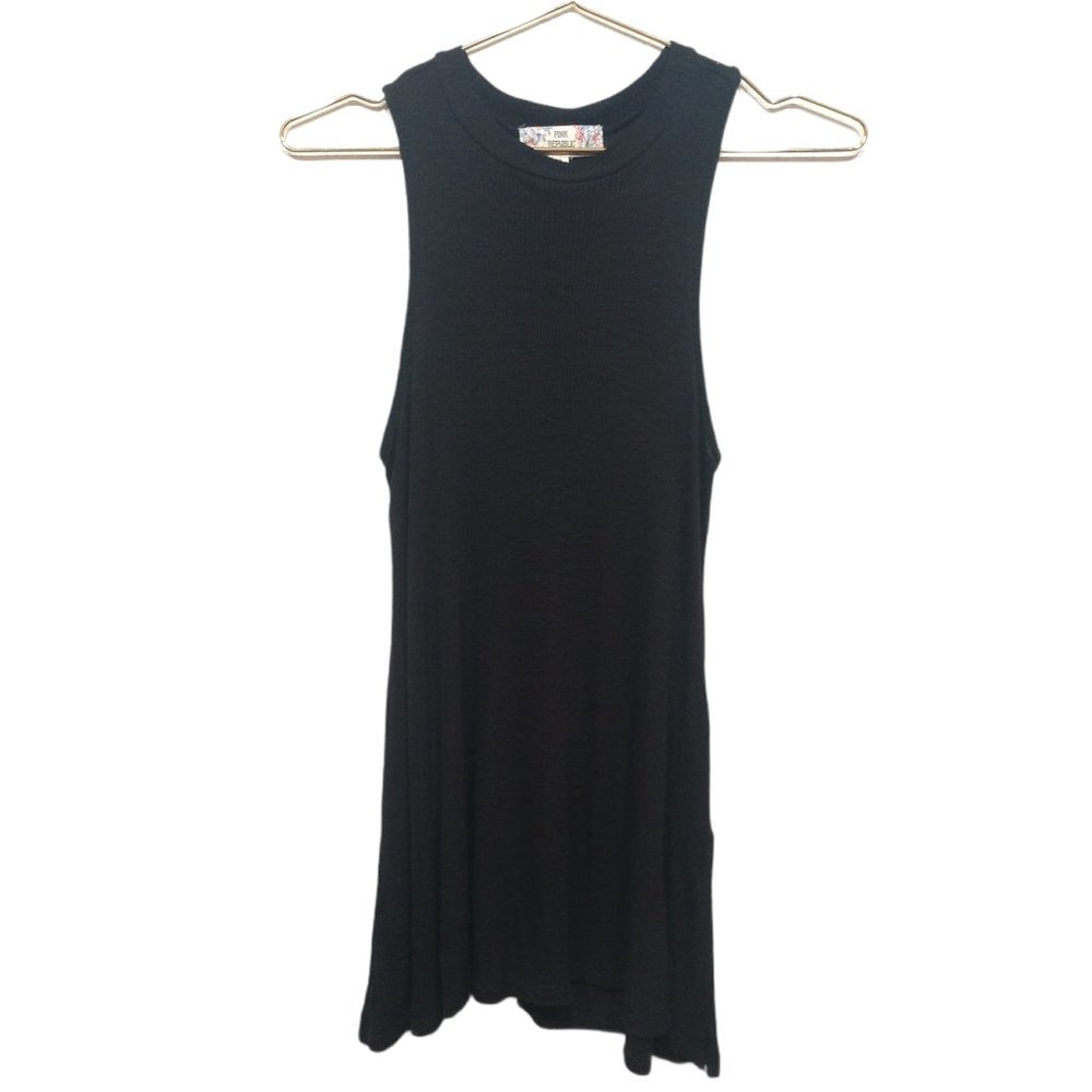 Pink Republic Black Ribbed Flowy Tank Top Size XS